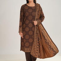 Linen Maroon Stitched Suit - Nishat