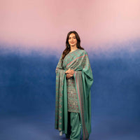 Printed Linen Sea Green Stitched Suit - Nishat