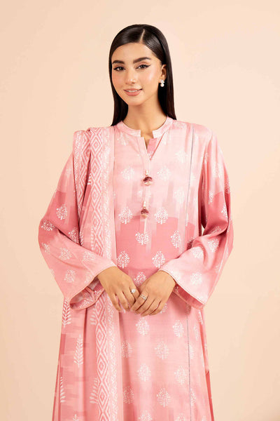 Printed Linen Tea Pink Stitched Suit - Nishat