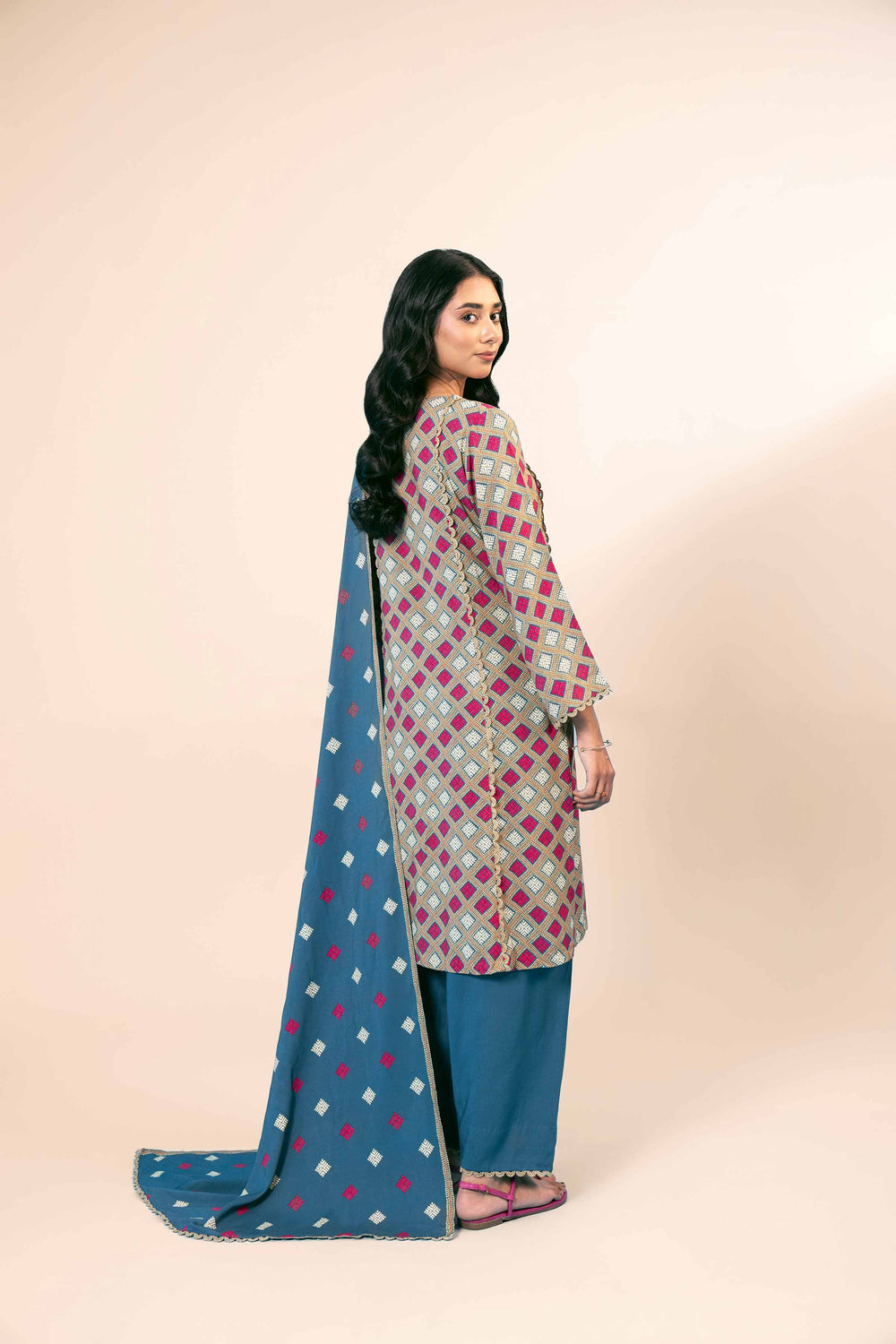 Printed Linen Multi Stitched Suit - Nishat