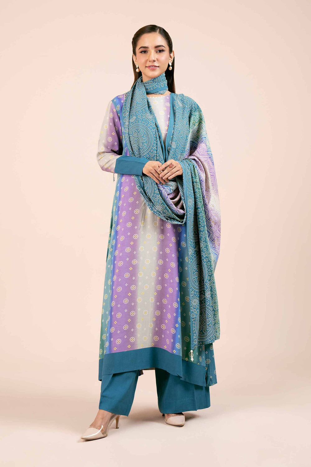 Printed Linen Multi Stitched Suit - Nishat