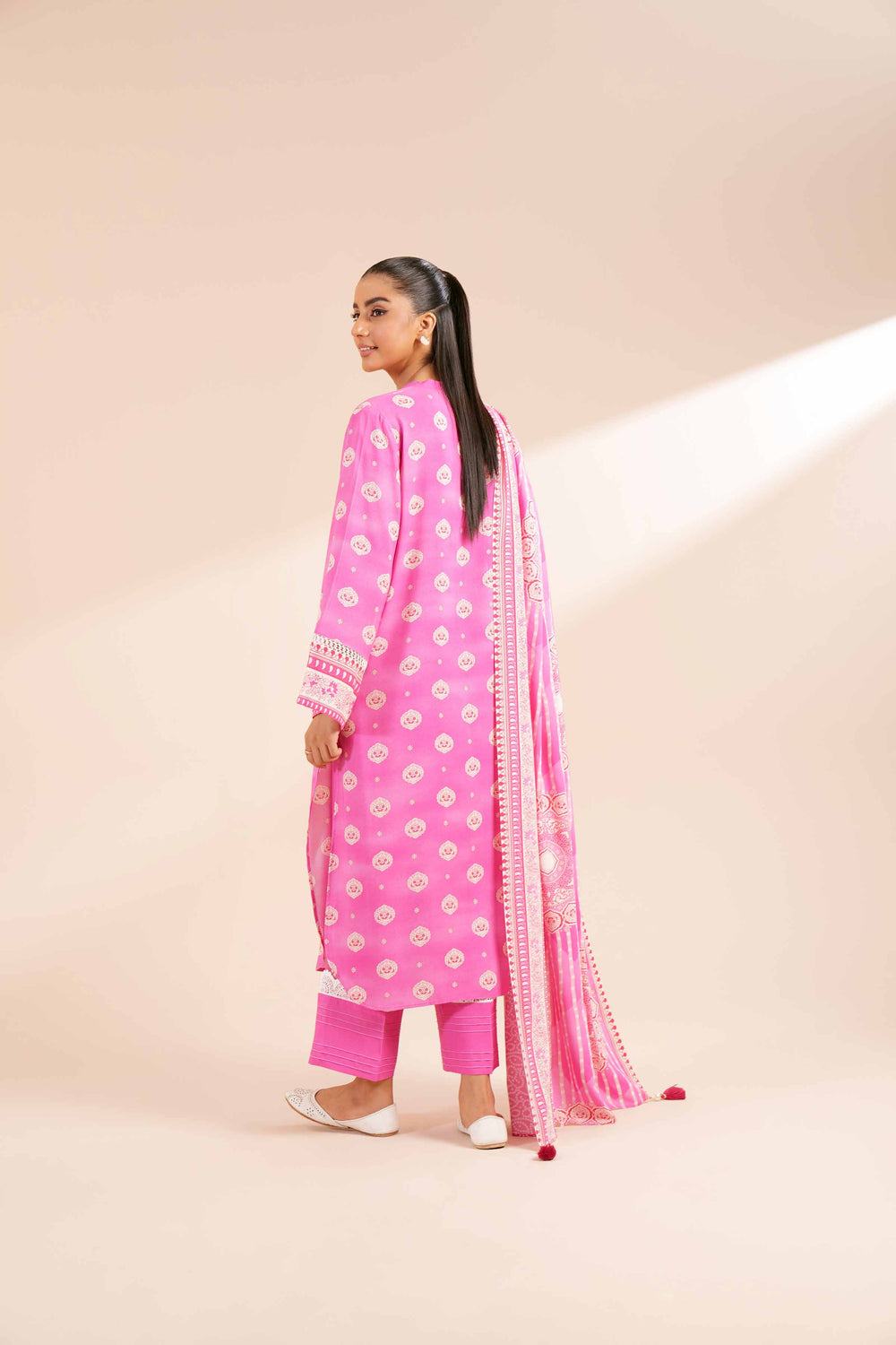 Printed Linen Pink Stitched Suit - Nishat