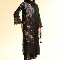 Embroidered Printed Cambric Black Stitched Suit - Nishat