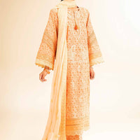 Embroidered Printed Cambric Peach Stitched Suit - Nishat