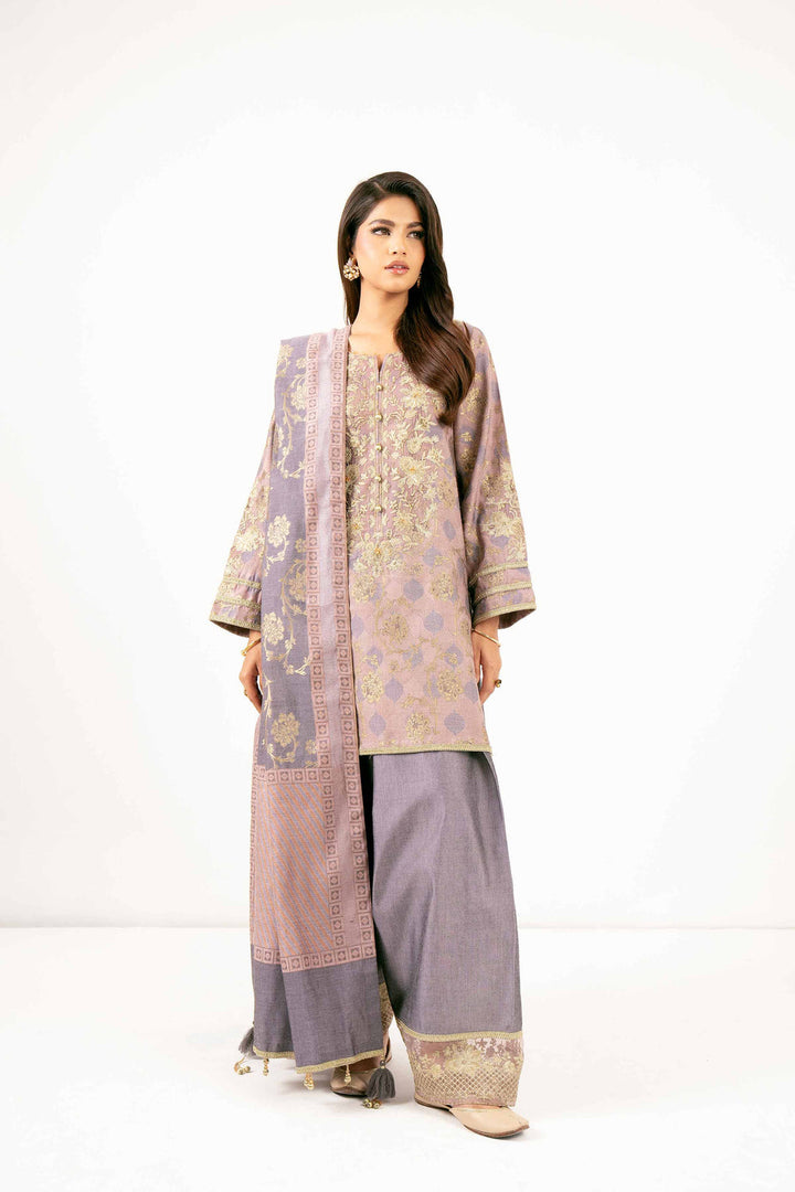 Solid Banarsi Light Purple Stitched Suit - Nishat