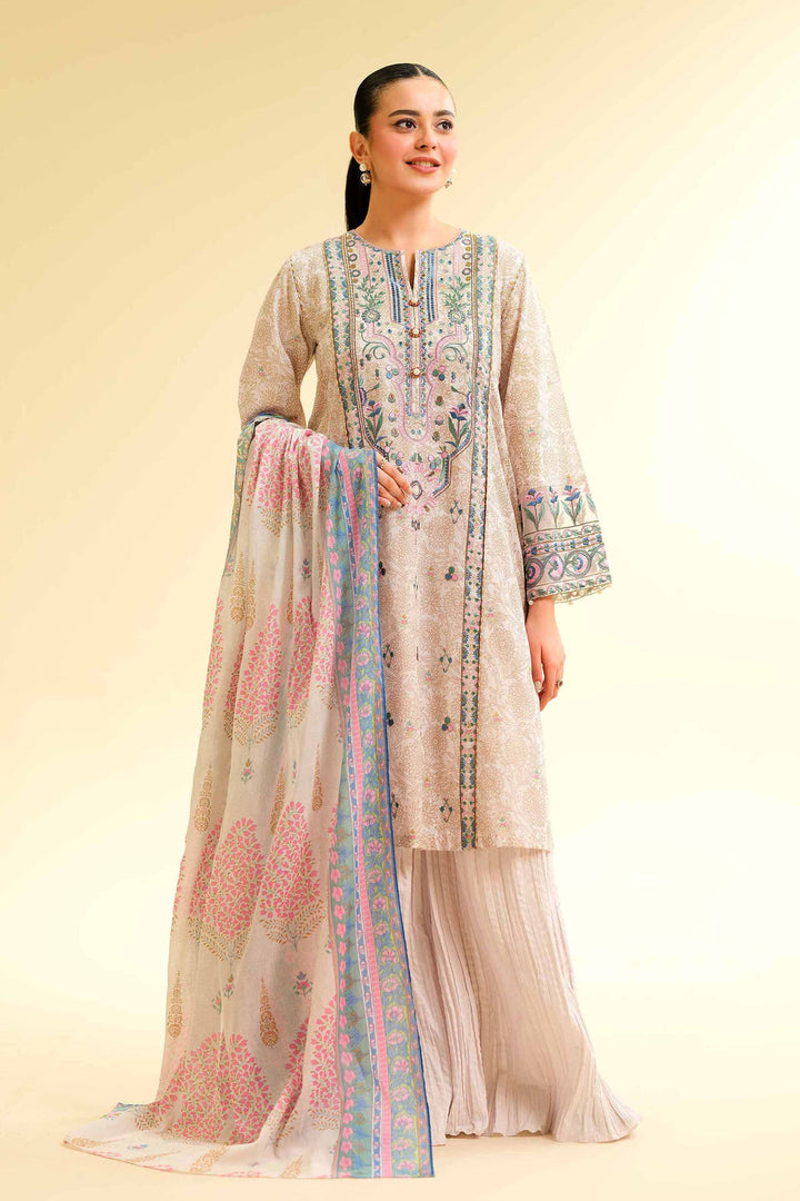 Super Fine Lawn Dull White Stitched Suit - Nishat