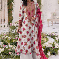 Gold Printed Embroidered Light Grey Stitched Suit - Nishat