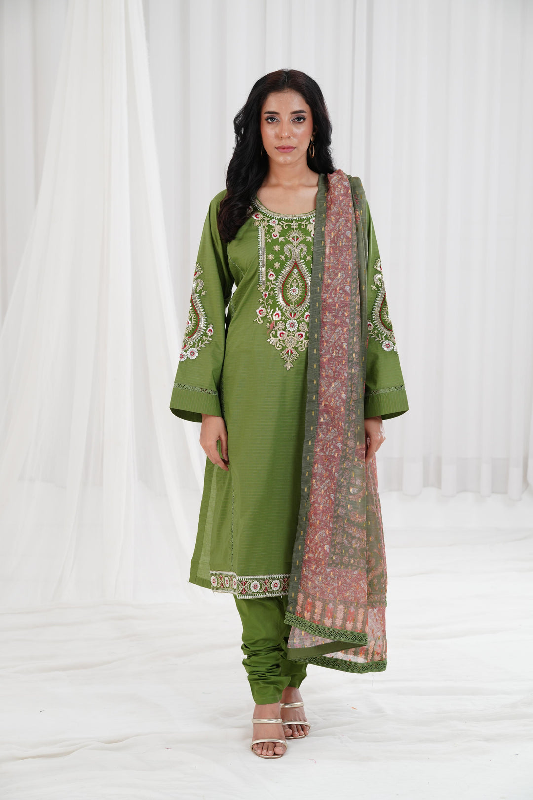 Embroidered Green Stitched Suit - Nishat