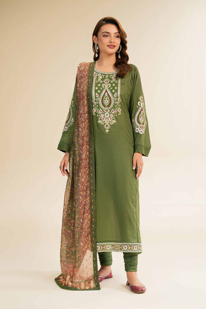 Embroidered Green Stitched Suit - Nishat