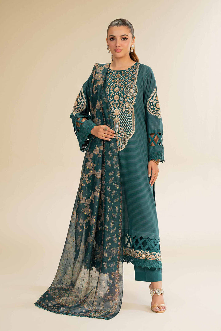 Embroidered Teal Stitched Suit - Nishat
