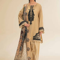 Embroidered Dull Gold Stitched Suit - Nishat