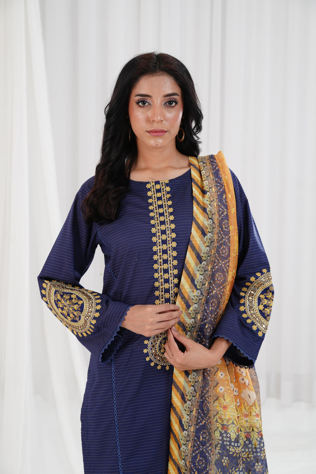 Embroidered Yellow Stitched Suit - Nishat