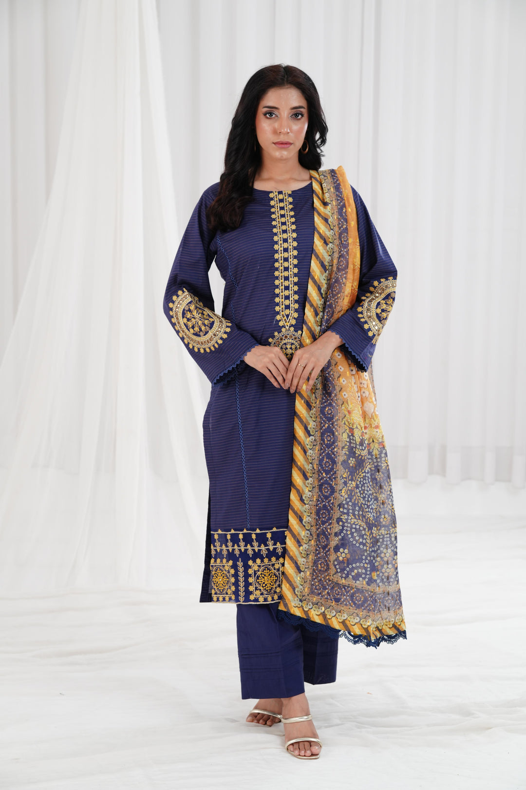 Embroidered Yellow Stitched Suit - Nishat
