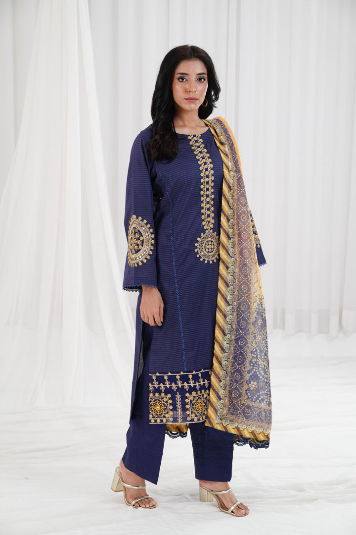 Embroidered Yellow Stitched Suit - Nishat