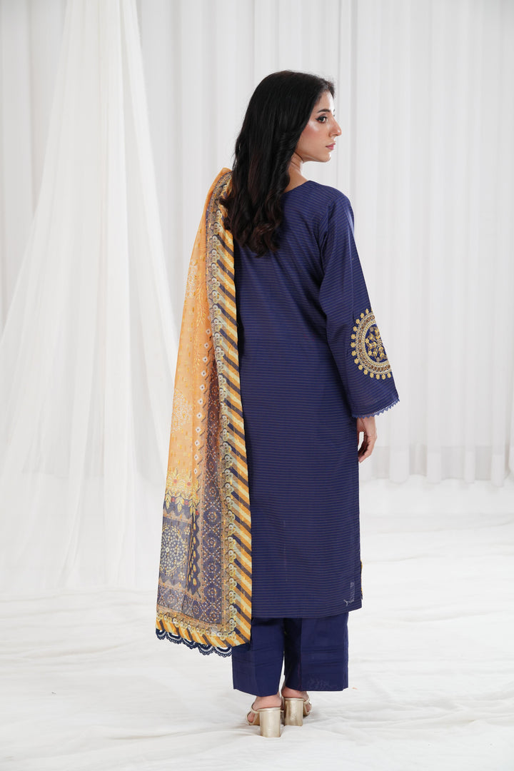 Embroidered Yellow Stitched Suit - Nishat