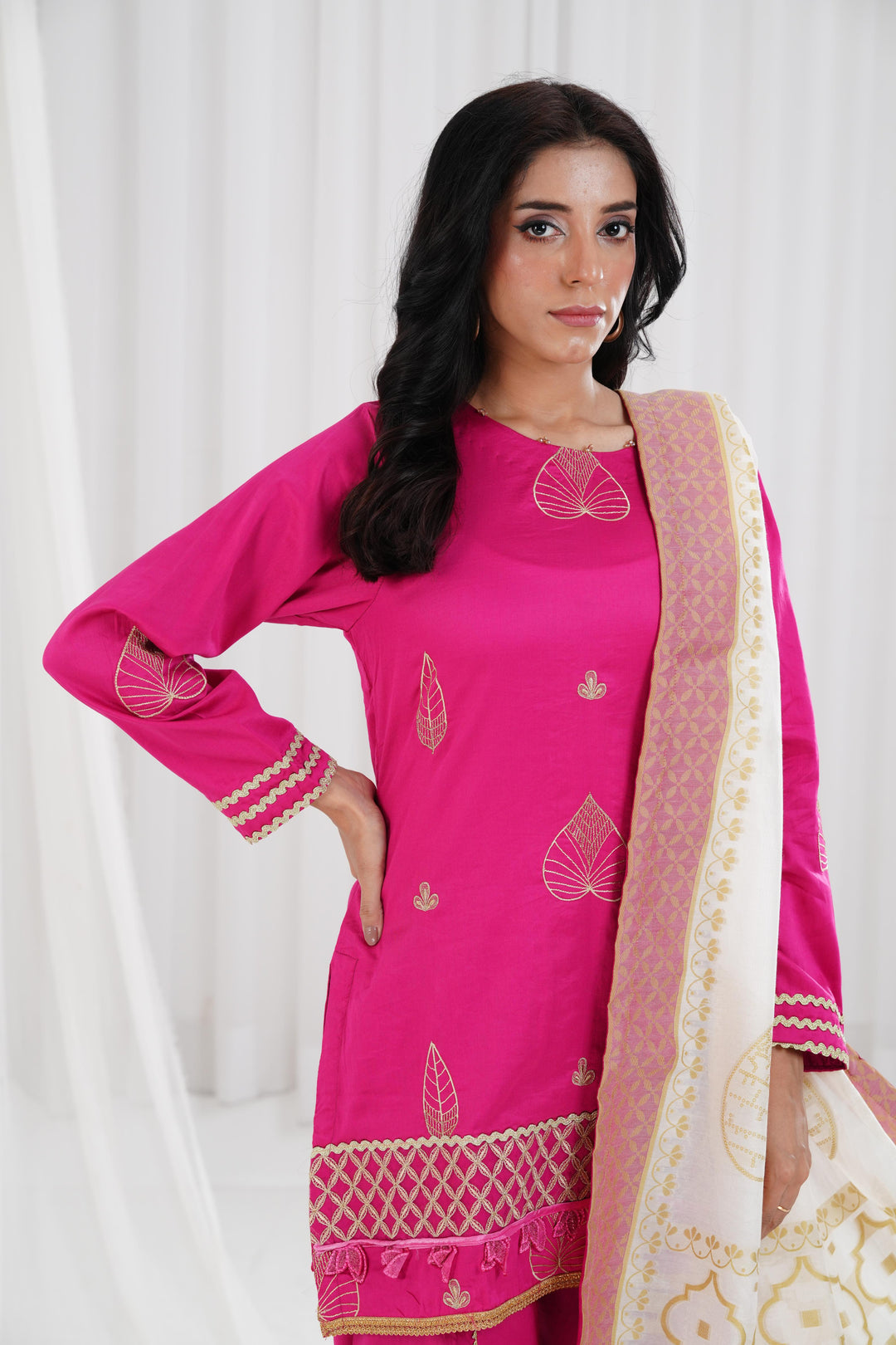 Embroidered Pink Stitched Suit - Nishat