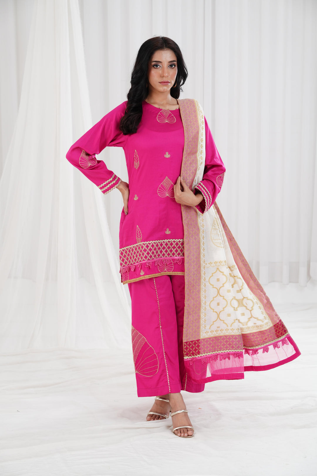 Embroidered Pink Stitched Suit - Nishat