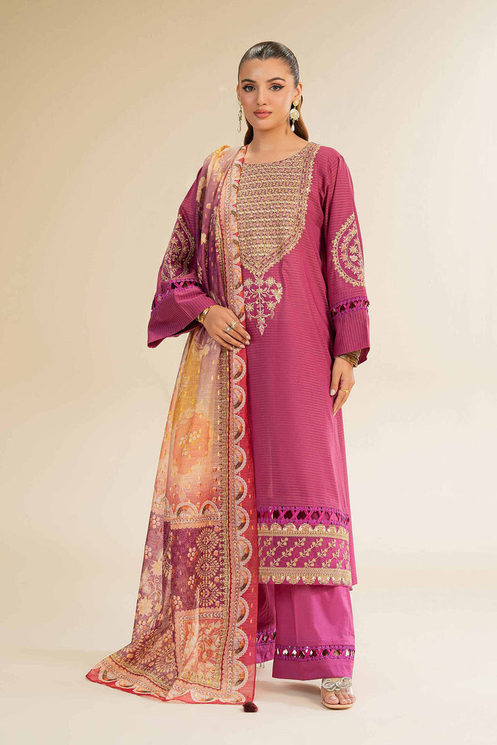 Embroidered Pink Stitched Suit - Nishat