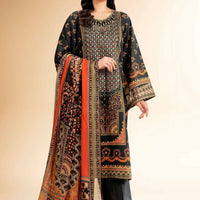 Digital Printed Embroidered Black Stitched Suit - Nishat