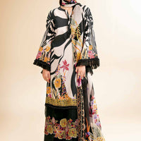 Digital Printed Embroidered Black Stitched Suit - Nishat