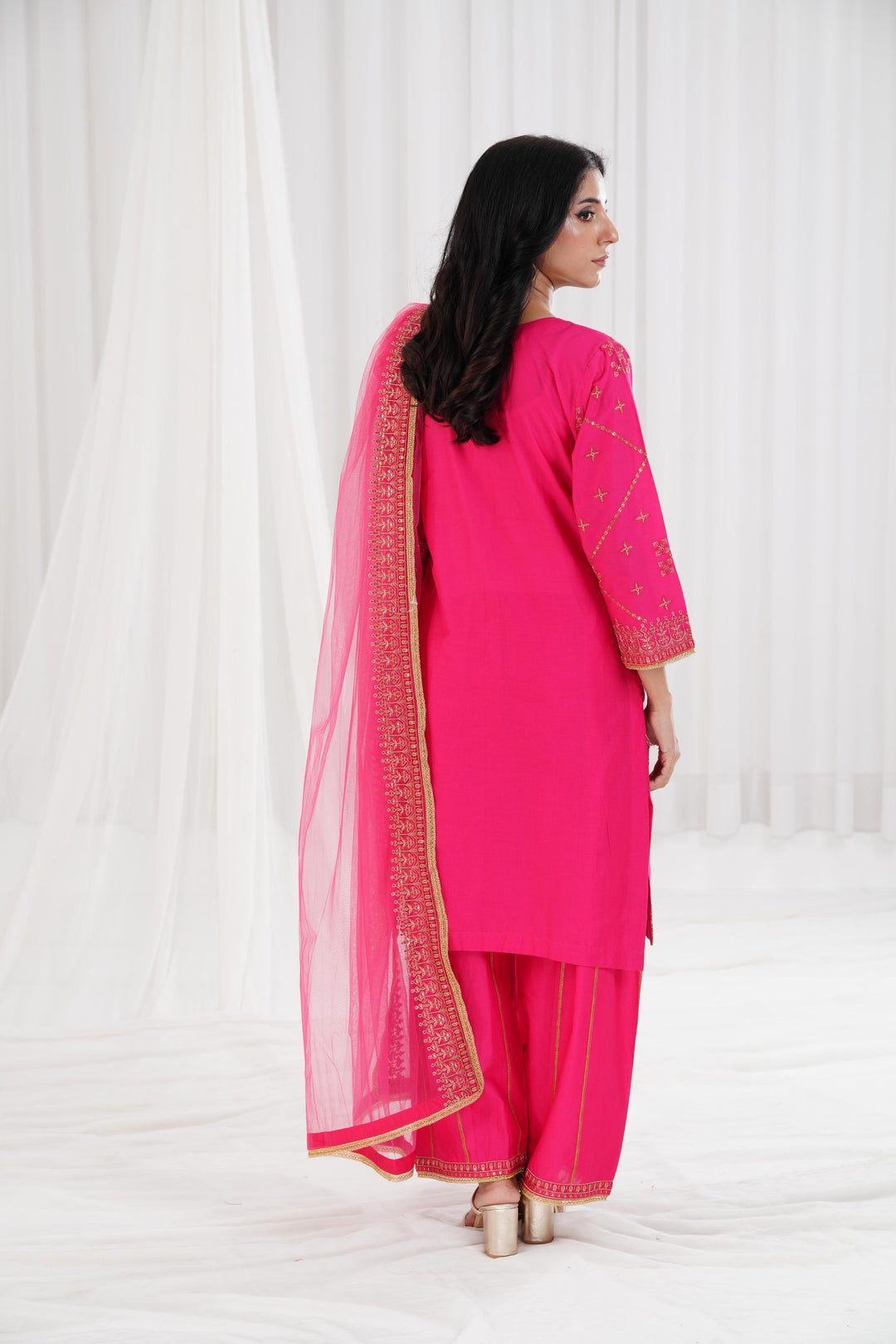 Embroidered Fuchsia Stitched Suit - Nishat