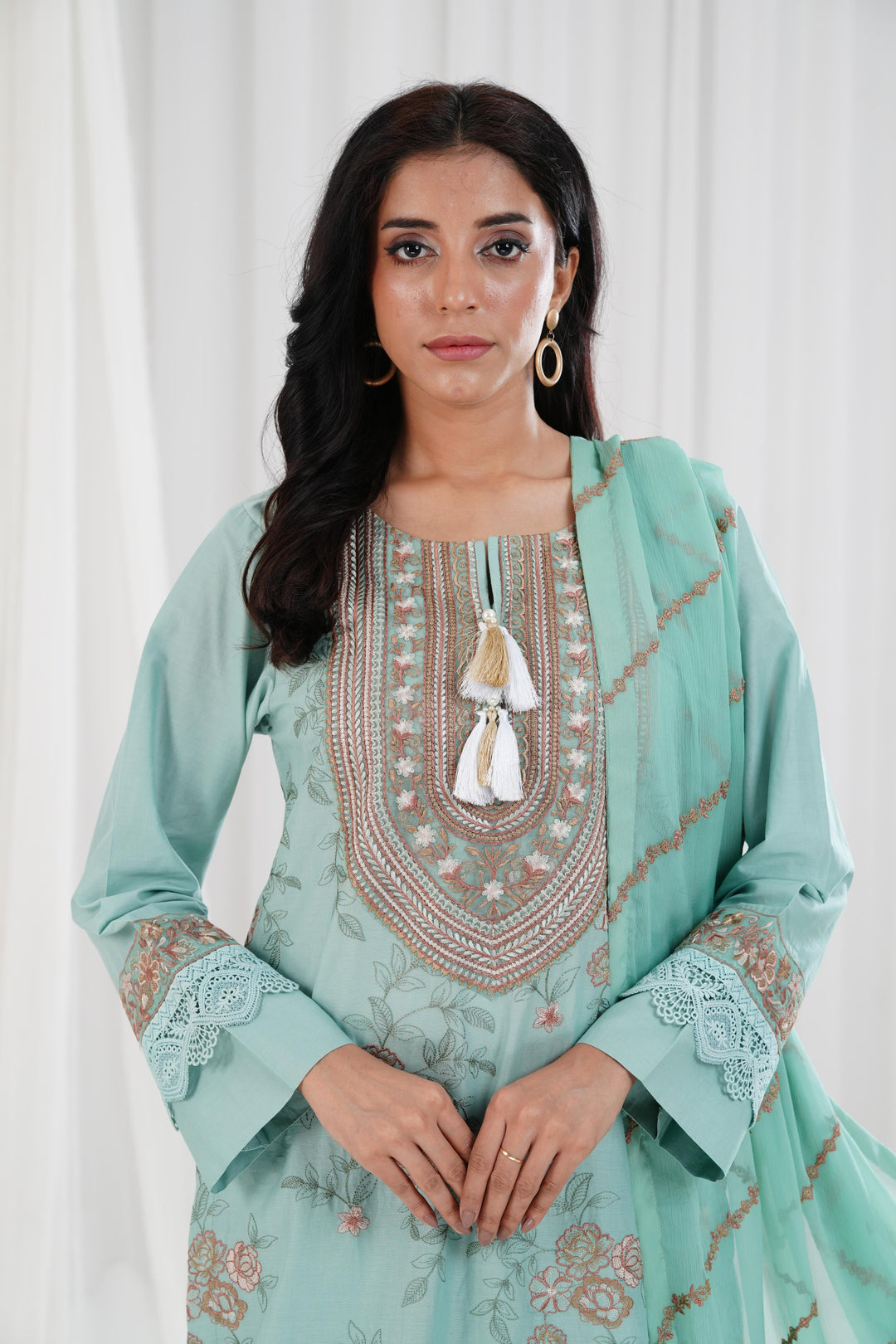 Embroidered Aqua Stitched Suit - Nishat