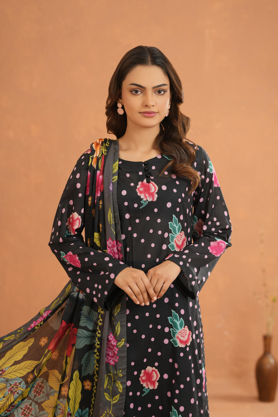 Lawn Black Stitched Suit - Nishat