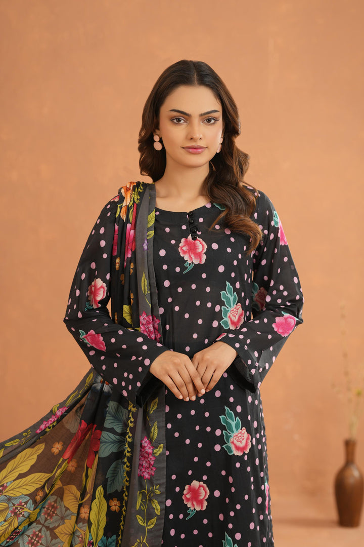 Lawn Black Stitched Suit - Nishat