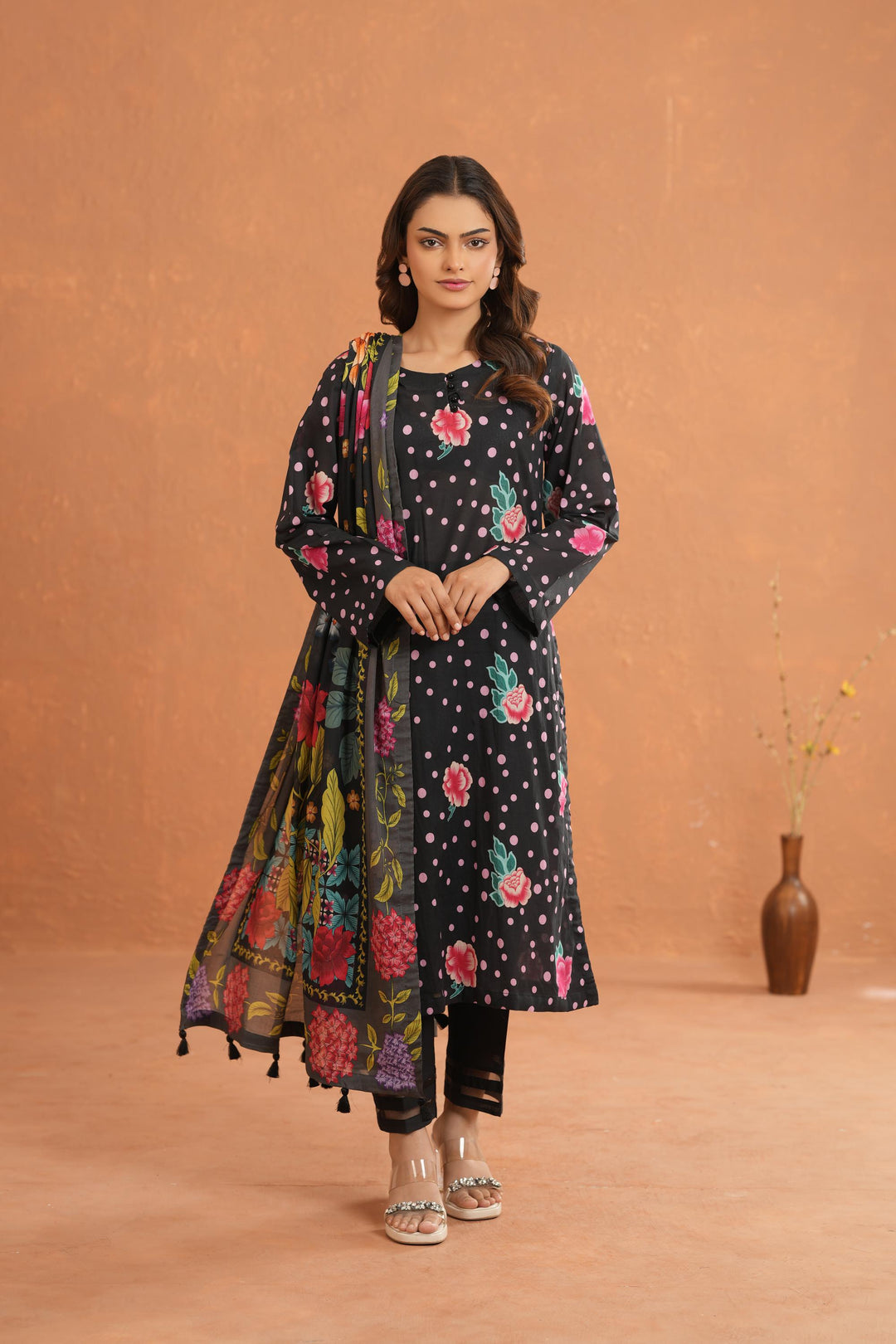 Lawn Black Stitched Suit - Nishat