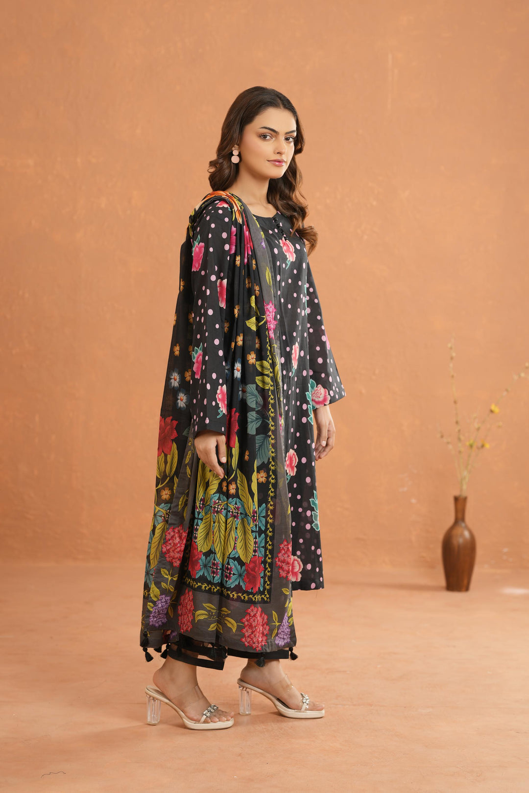 Lawn Black Stitched Suit - Nishat