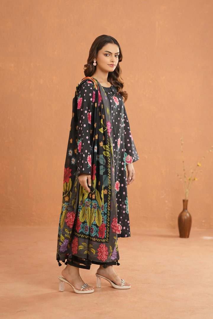 Lawn Black Stitched Suit - Nishat