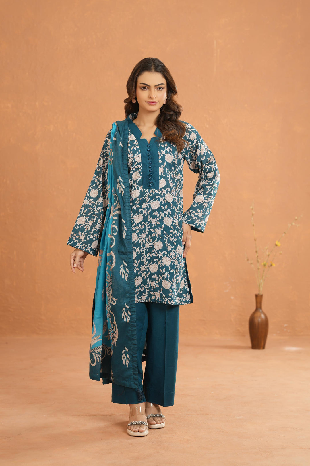 Lawn Teal Blue Stitched Suit - Nishat