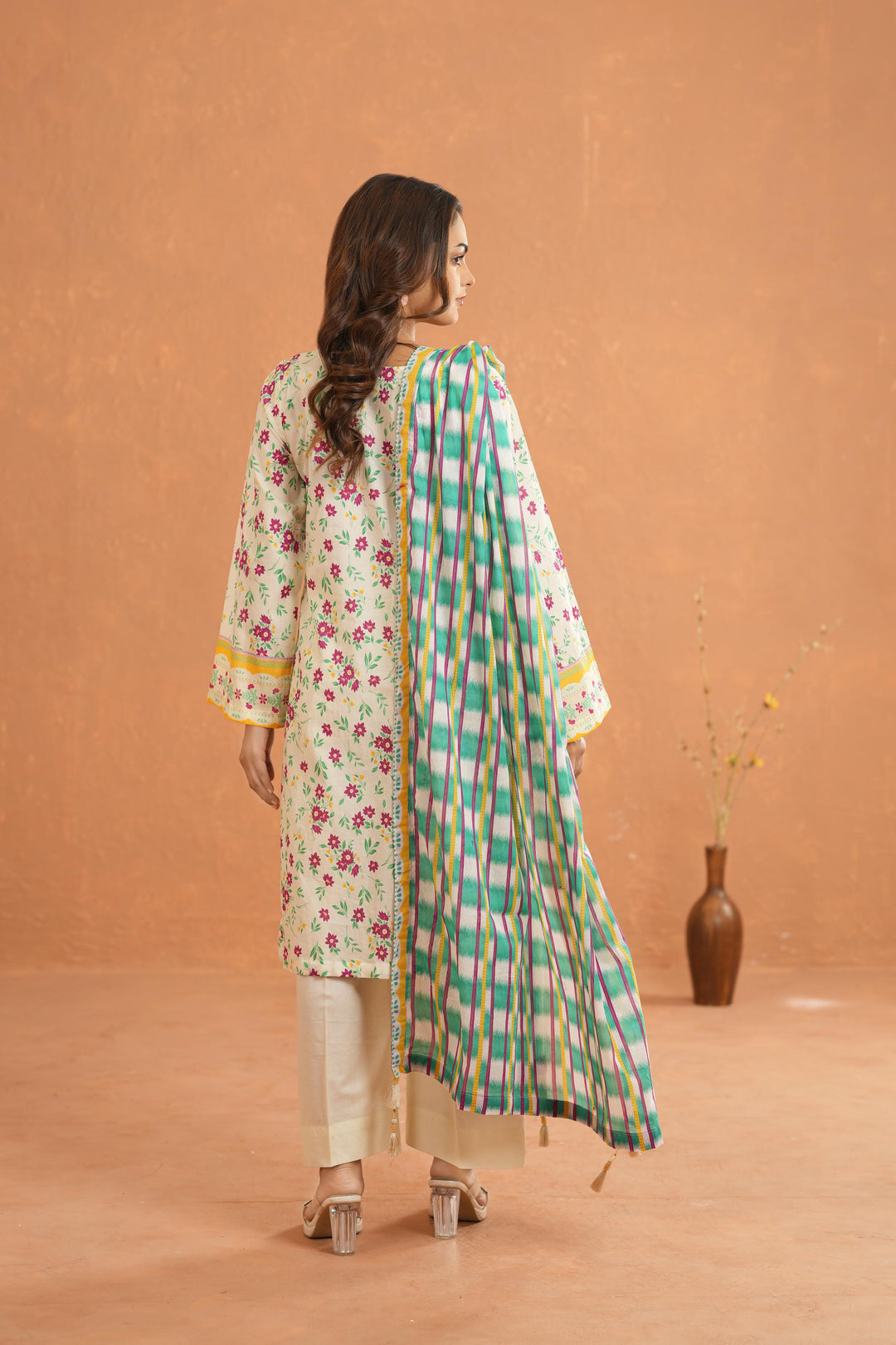 Lawn Beige Stitched Suit - Nishat