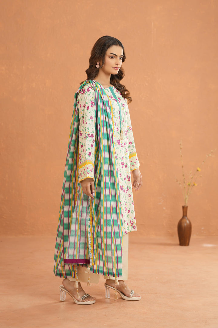 Lawn Beige Stitched Suit - Nishat