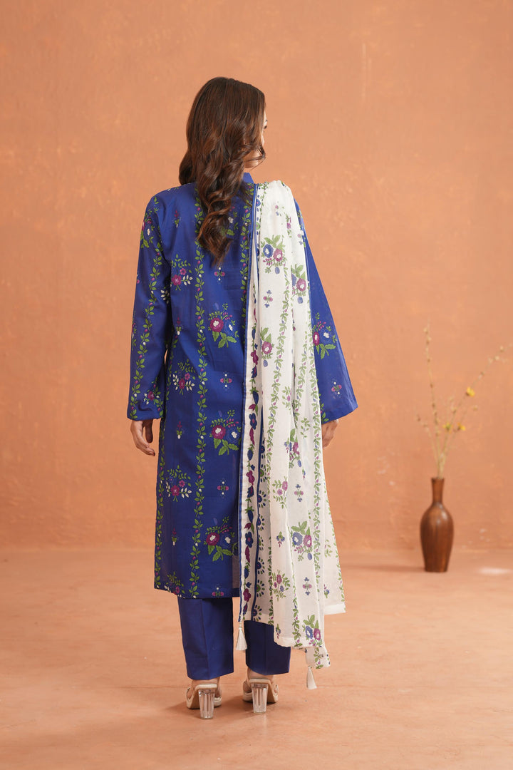 Lawn Royal Blue Stitched Suit - Nishat