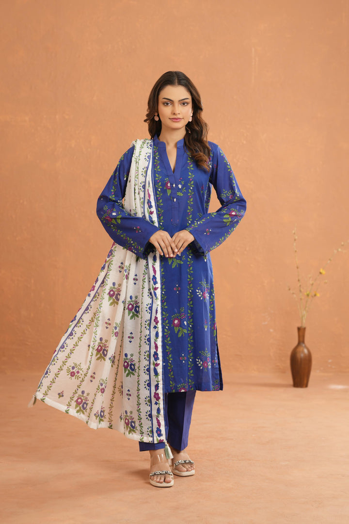 Lawn Royal Blue Stitched Suit - Nishat