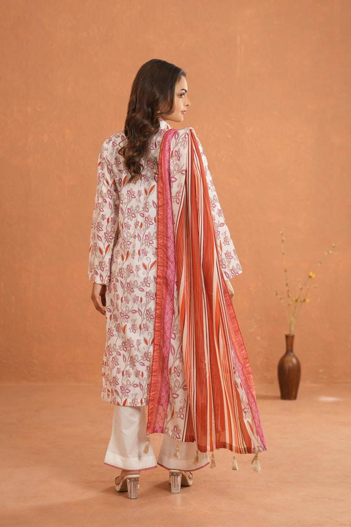 Lawn Beige Stitched Suit - Nishat