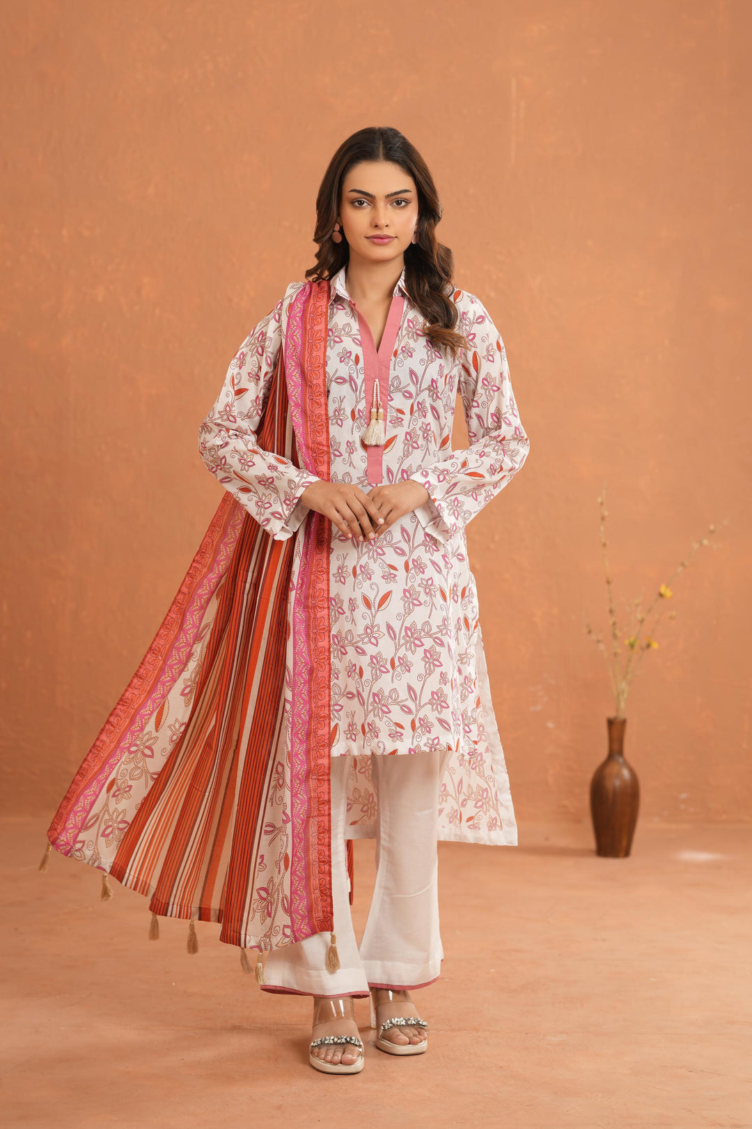 Lawn Beige Stitched Suit - Nishat