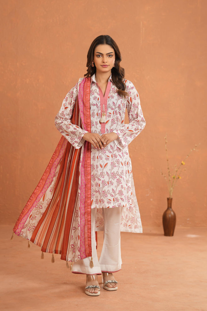 Lawn Beige Stitched Suit - Nishat