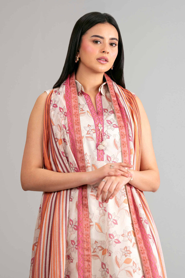Lawn Beige Unstitched Suit - Nishat