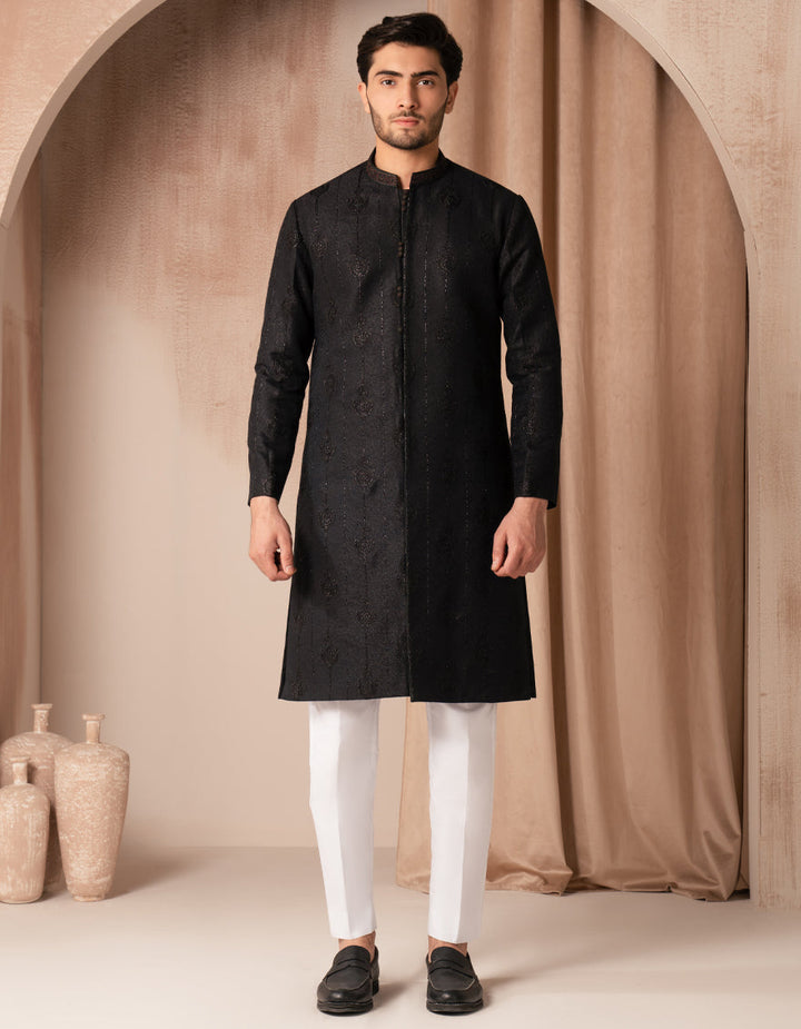 Blended Black Special Kurta - J. Junaid Jamshed