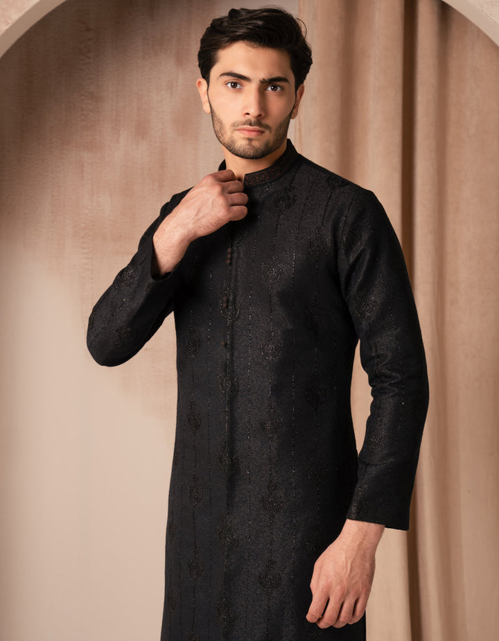 Blended Black Special Kurta - J. Junaid Jamshed