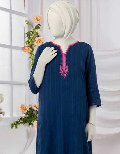 Textured Blue 2 Piece Stitched Suit - J. Junaid Jamshed