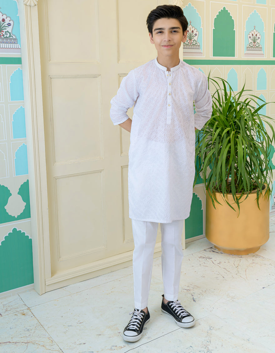 Blended White Shalwar Kameez - J. Junaid Jamshed