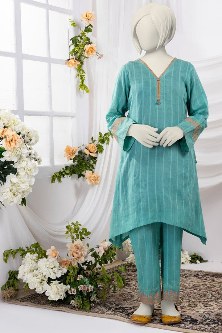 Textured Green 2 Piece Stitched Suit - J. Junaid Jamshed