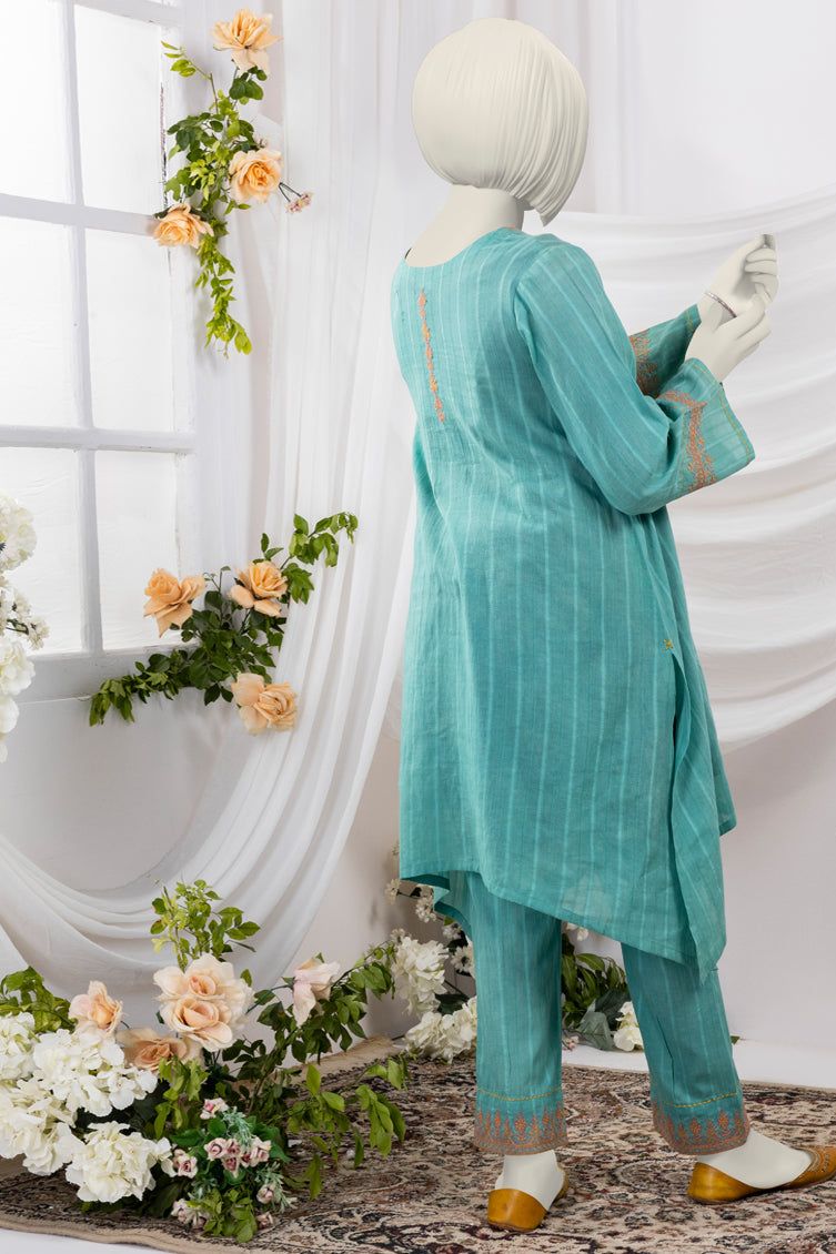 Textured Green 2 Piece Stitched Suit - J. Junaid Jamshed