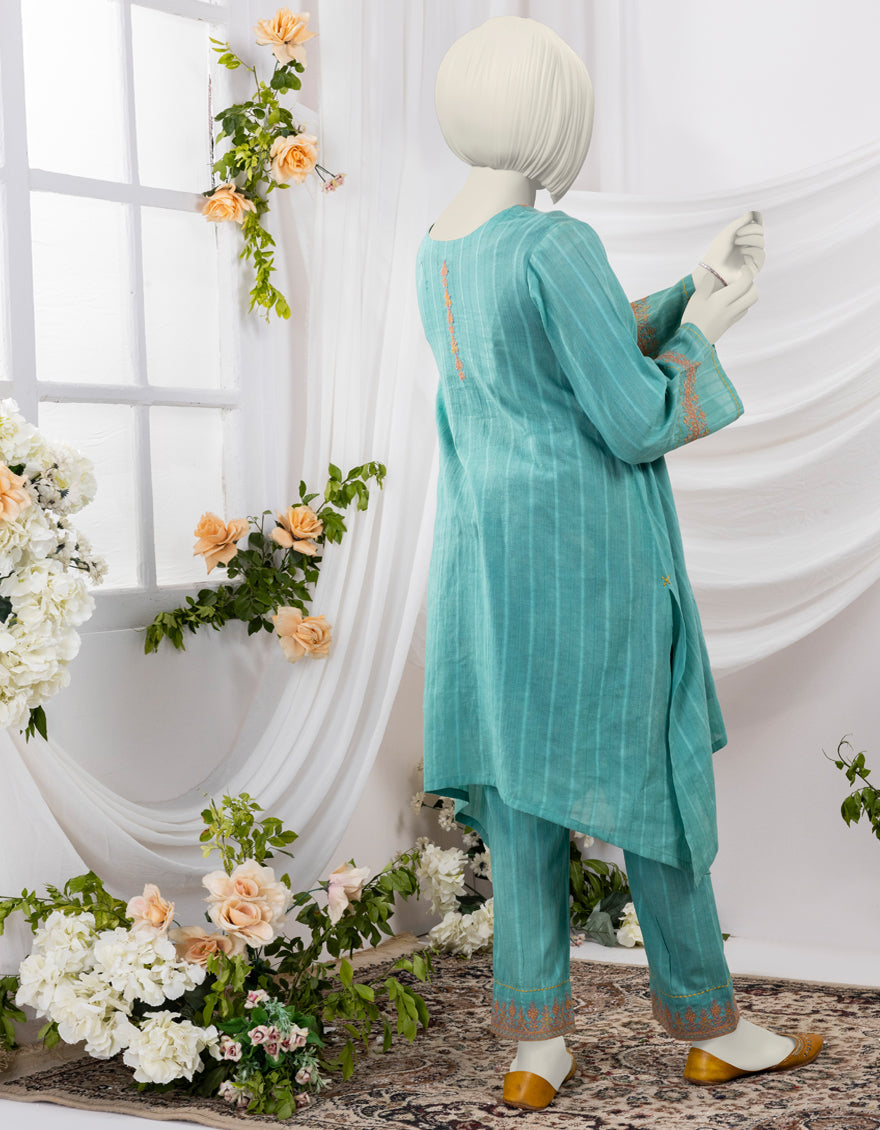 Textured Green 2 Piece Stitched Suit - J. Junaid Jamshed