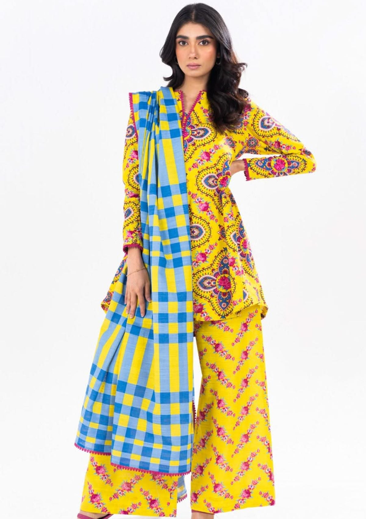 Cambric Yellow Unstitched Suit - Alkaram