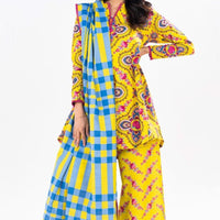 Cambric Yellow Unstitched Suit - Alkaram