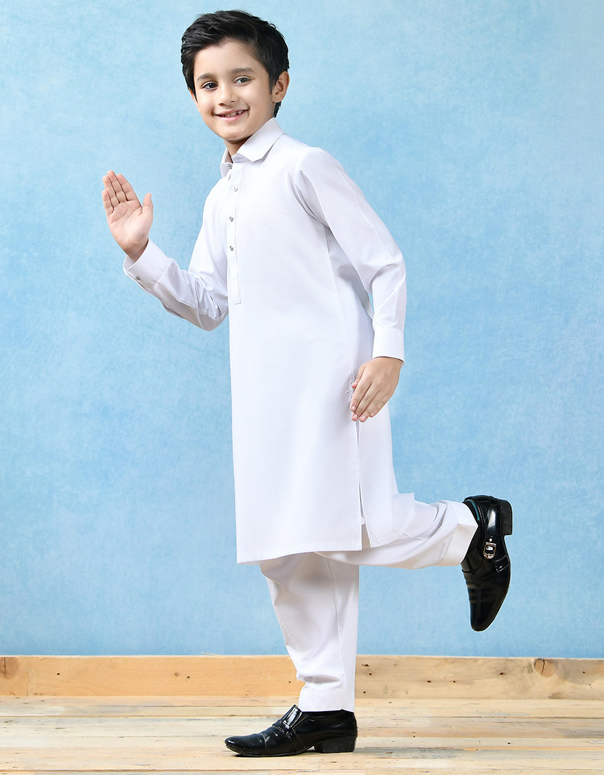 Polyester Viscose White Shalwar Kameez - J. Junaid Jamshed